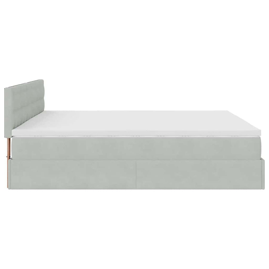 Ottoman bed met matras 160x200cm fluweel lichtgrijs