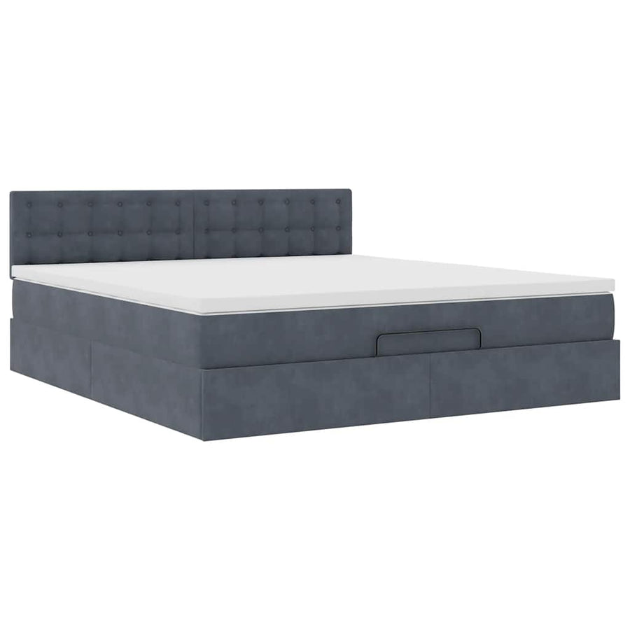 Ottoman Bed Met Matras 160X200Cm Fluweel 160 x 200 cm Donkergrijs