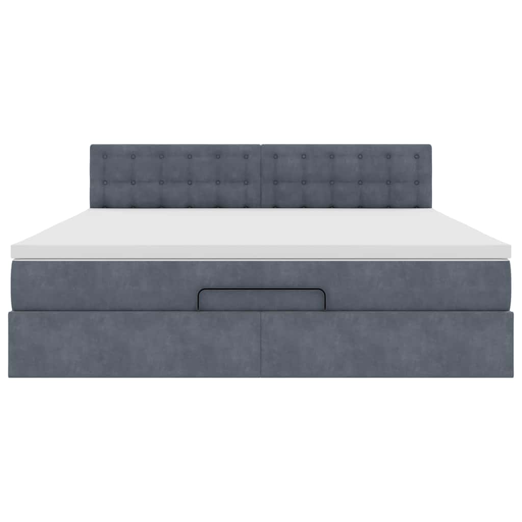 Ottoman Bed Met Matras 160X200Cm Fluweel 160 x 200 cm Donkergrijs