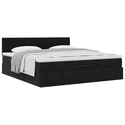 Ottoman bed met matras 160x200cm fluweel zwart