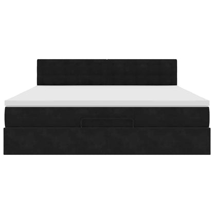 Ottoman bed met matras 160x200cm fluweel zwart