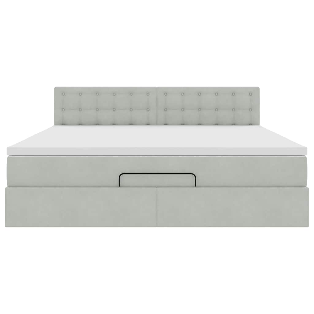 Ottoman bed met matras 180x200cm fluweel lichtgrijs
