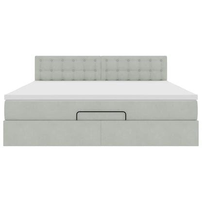 Ottoman bed met matras 180x200cm fluweel lichtgrijs