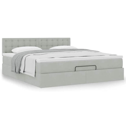 Ottoman bed met matras 180x200cm fluweel lichtgrijs