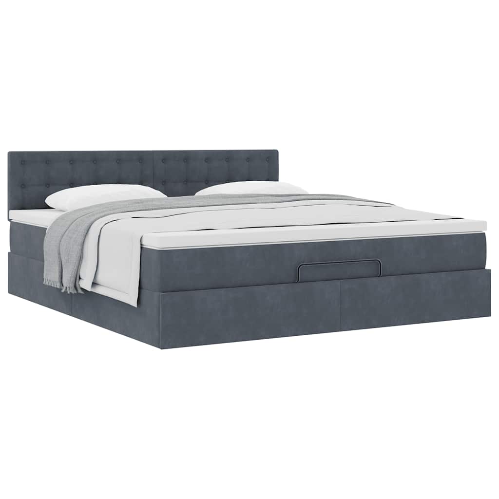 Ottoman bed met matras 180x200cm fluweel donkergrijs