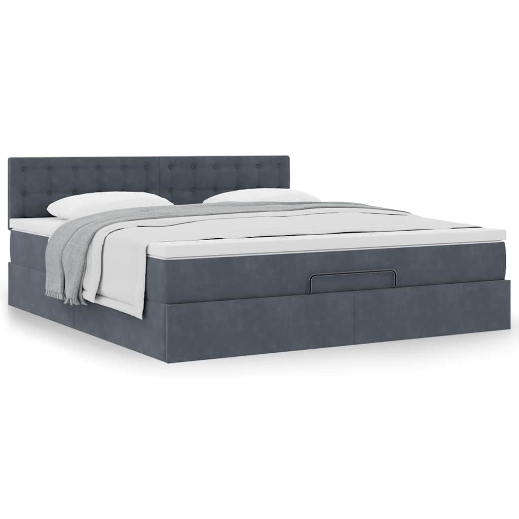 Ottoman bed met matras 180x200cm fluweel donkergrijs