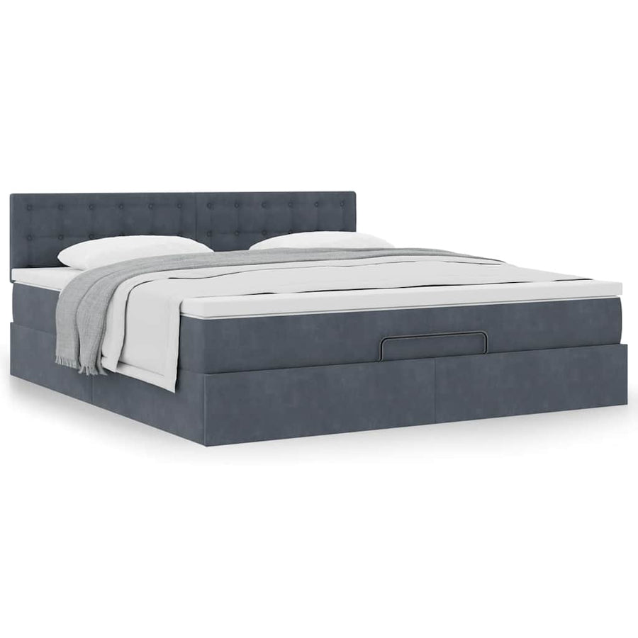 Ottoman bed met matras 180x200cm fluweel donkergrijs