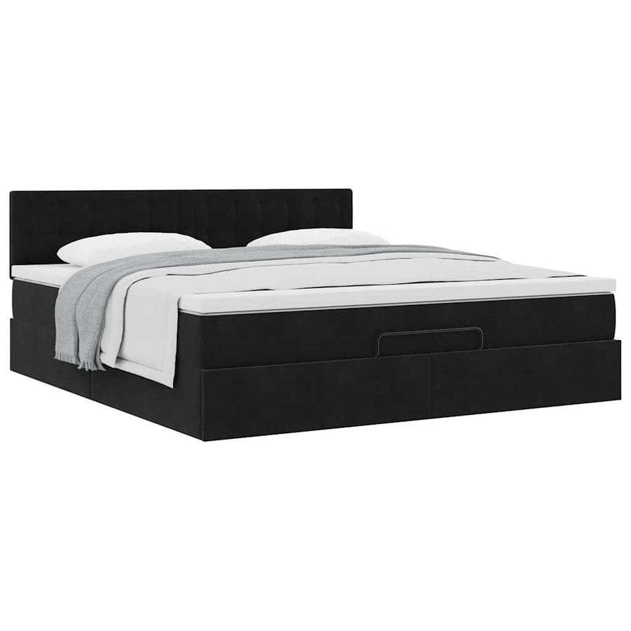 Ottoman bed met matras 180x200cm fluweel zwart
