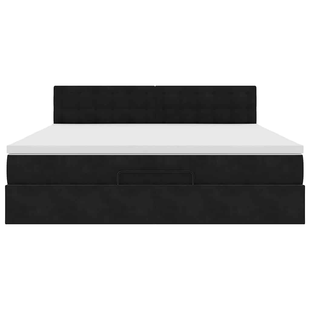 Ottoman bed met matras 180x200cm fluweel zwart