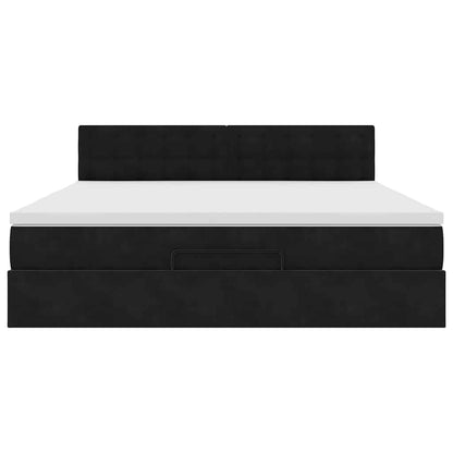 Ottoman bed met matras 180x200cm fluweel zwart