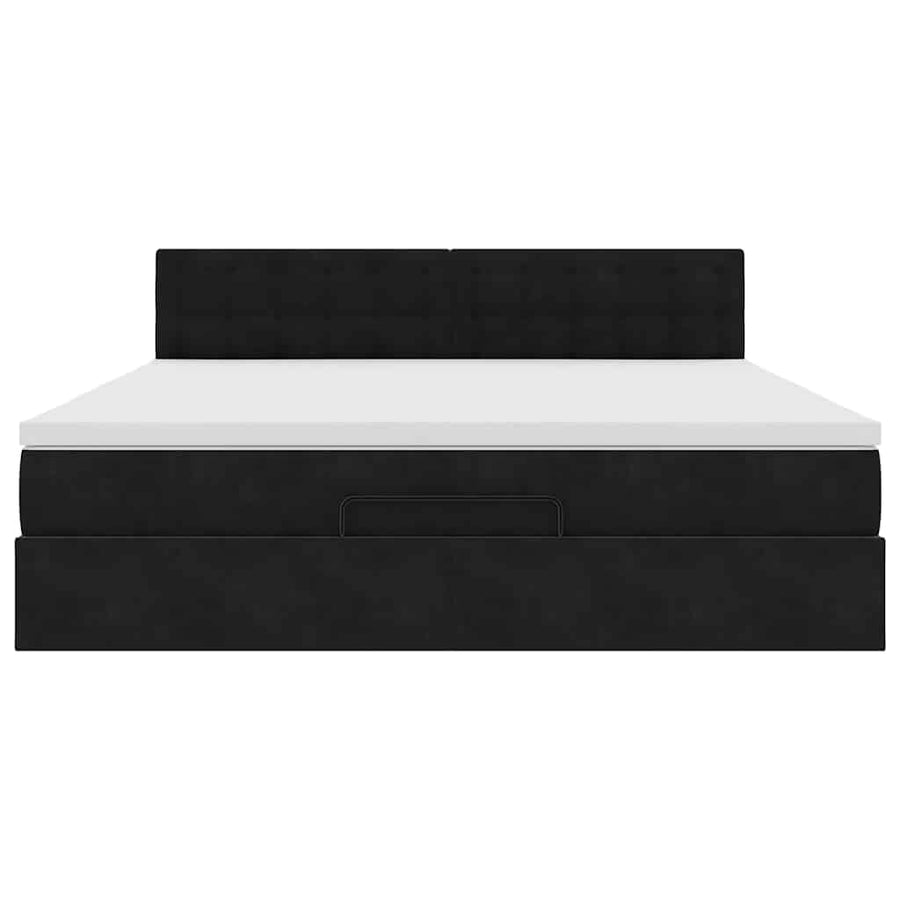 Ottoman bed met matras 180x200cm fluweel zwart