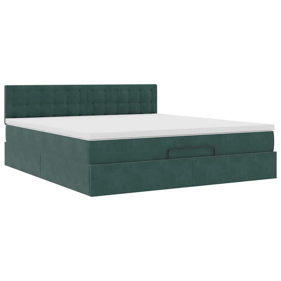 Ottoman bed met matras 180x200 cm fluweel donkergroen