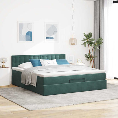 Ottoman bed met matras 180x200 cm fluweel donkergroen
