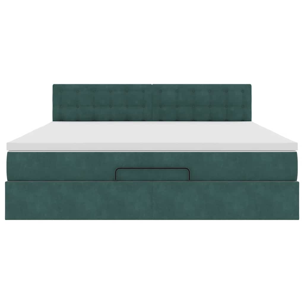 Ottoman bed met matras 180x200 cm fluweel donkergroen