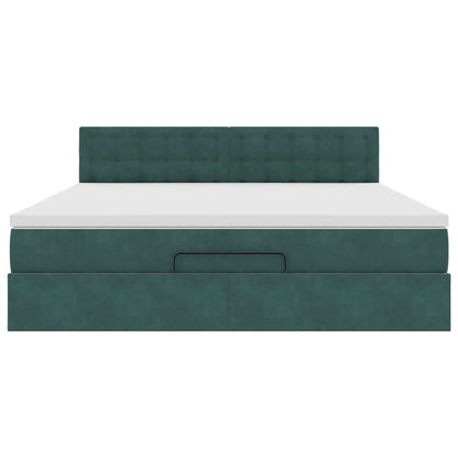 Ottoman bed met matras 180x200 cm fluweel donkergroen
