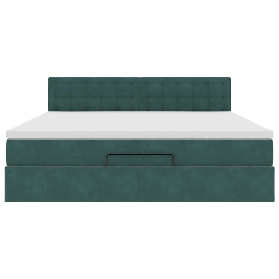 Ottoman bed met matras 180x200 cm fluweel donkergroen