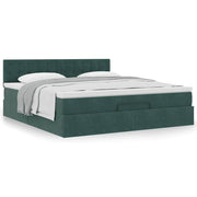 Ottoman bed met matras 180x200 cm fluweel donkergroen