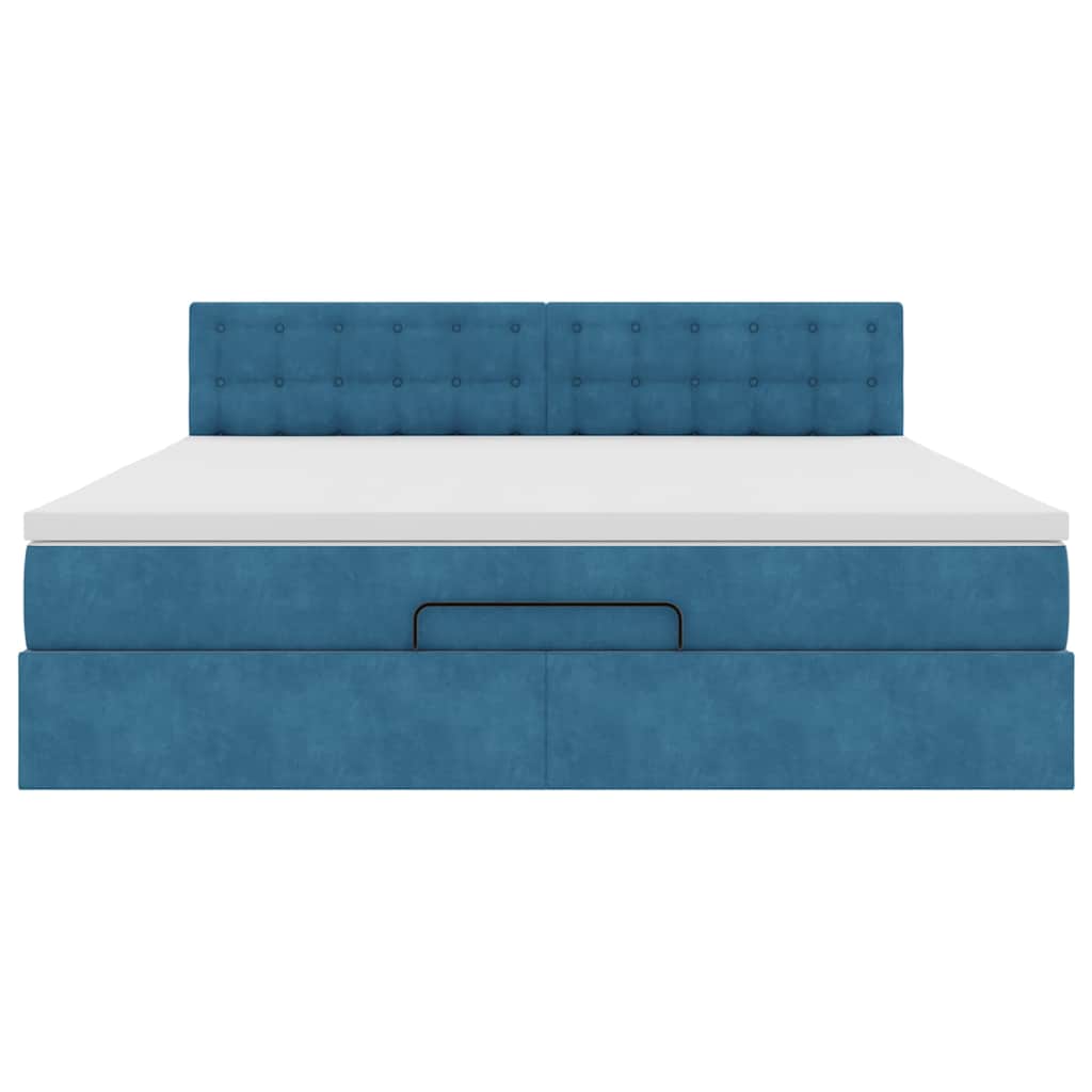 Ottoman bed met matras 180x200 cm fluweel donkerblauw