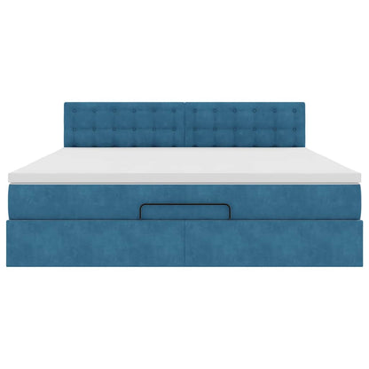 Ottoman bed met matras 180x200 cm fluweel donkerblauw