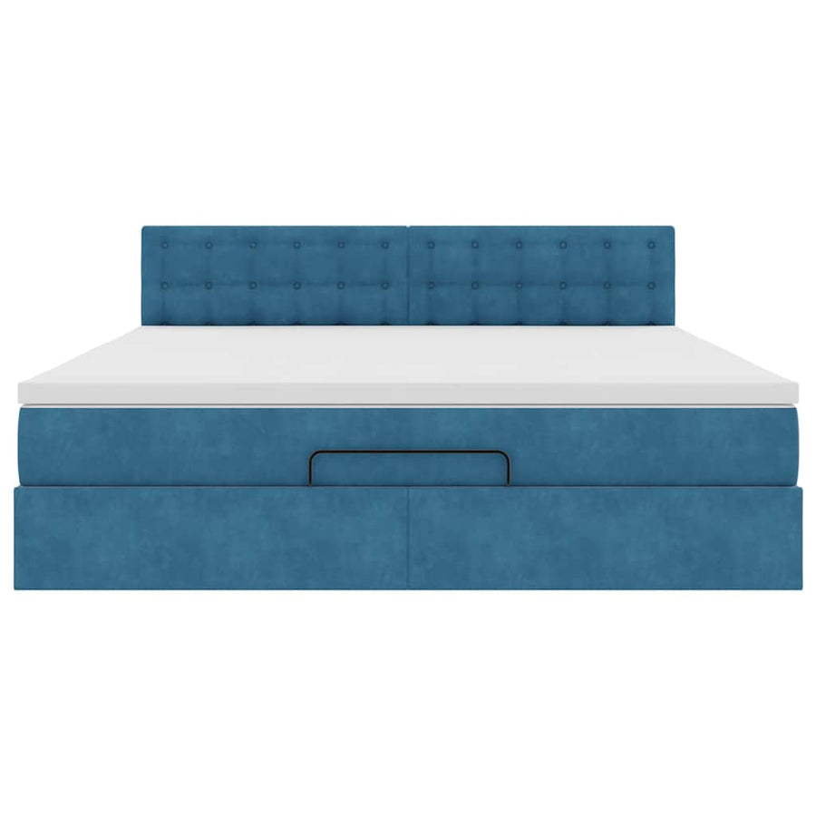Ottoman bed met matras 180x200 cm fluweel donkerblauw