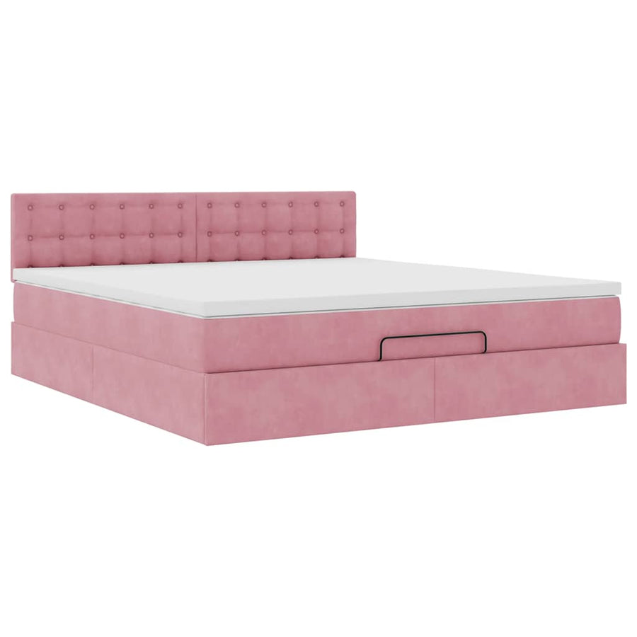 Ottoman bed met matras 180x200 cm fluweel roze