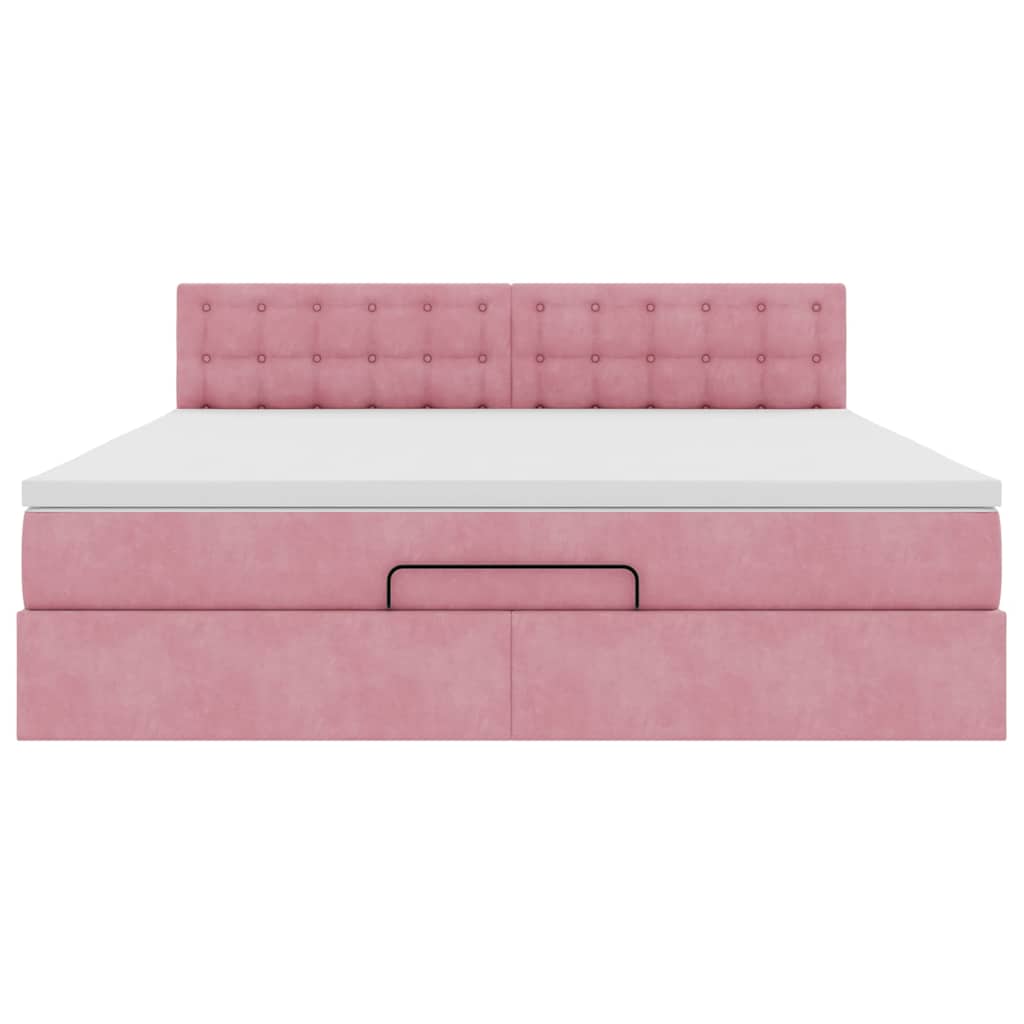 Ottoman bed met matras 180x200 cm fluweel roze