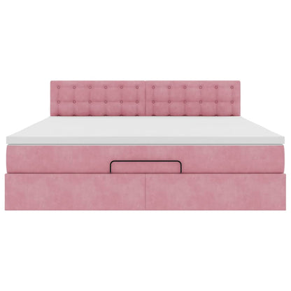 Ottoman bed met matras 180x200 cm fluweel roze