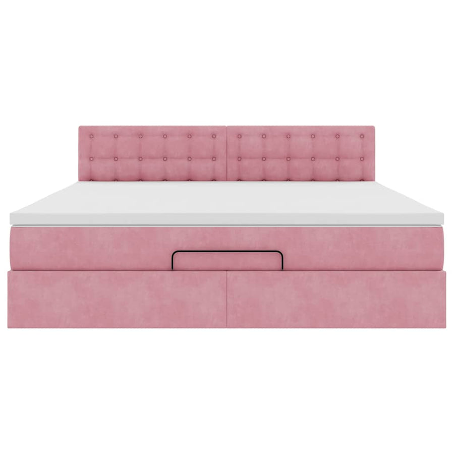 Ottoman bed met matras 180x200 cm fluweel roze