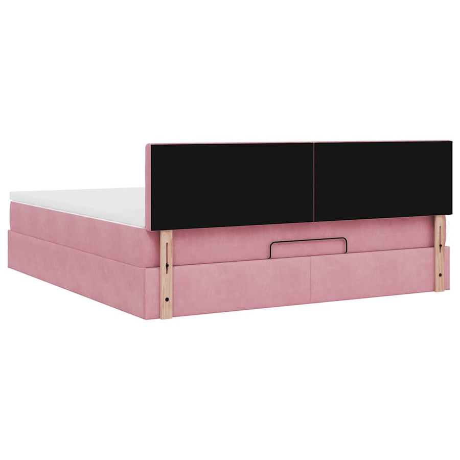 Ottoman bed met matras 180x200 cm fluweel roze