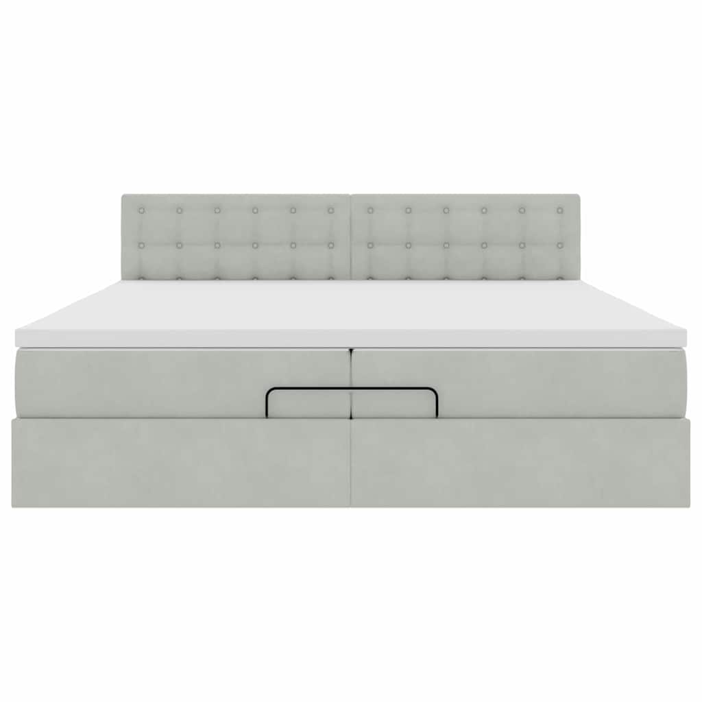 Ottoman bed met matras 200x200 cm fluweel lichtgrijs