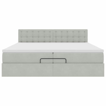 Ottoman bed met matras 200x200 cm fluweel lichtgrijs