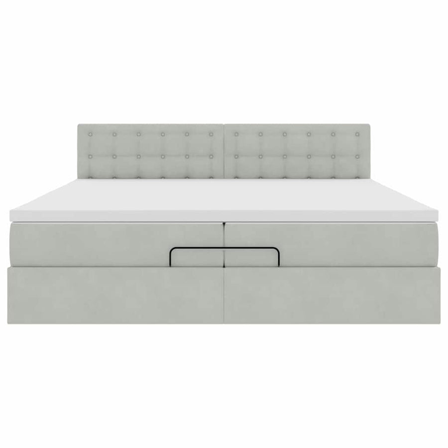 Ottoman bed met matras 200x200 cm fluweel lichtgrijs