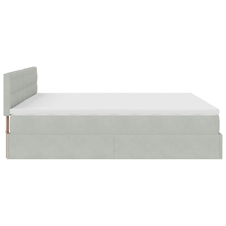 Ottoman bed met matras 200x200 cm fluweel lichtgrijs