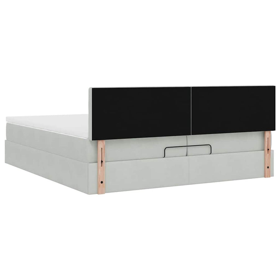 Ottoman bed met matras 200x200 cm fluweel lichtgrijs