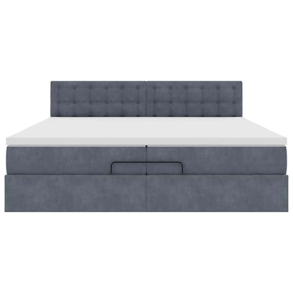 Ottoman bed met matras 200x200 cm fluweel donkergrijs