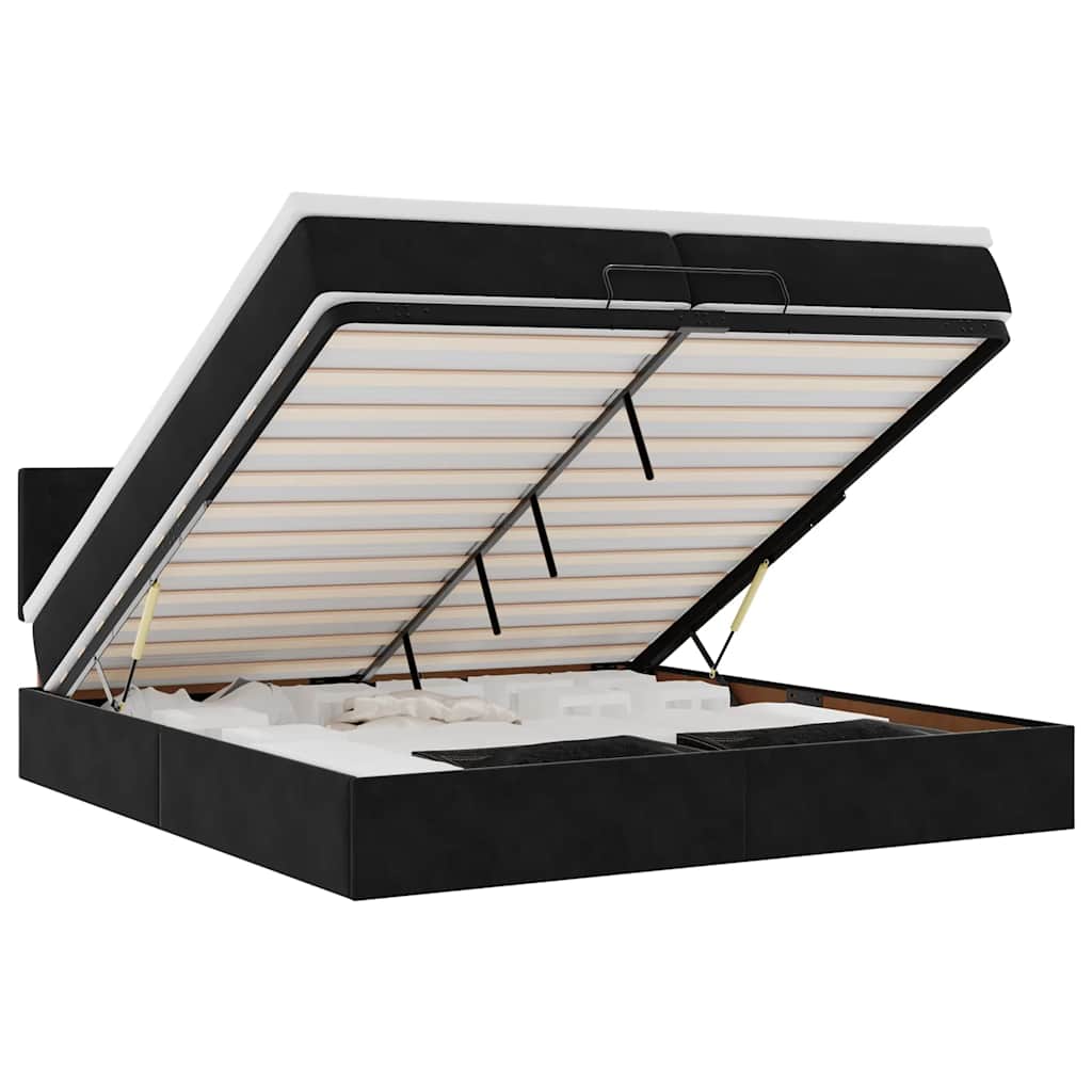 Ottoman bed met matras 200x200 cm fluweel zwart