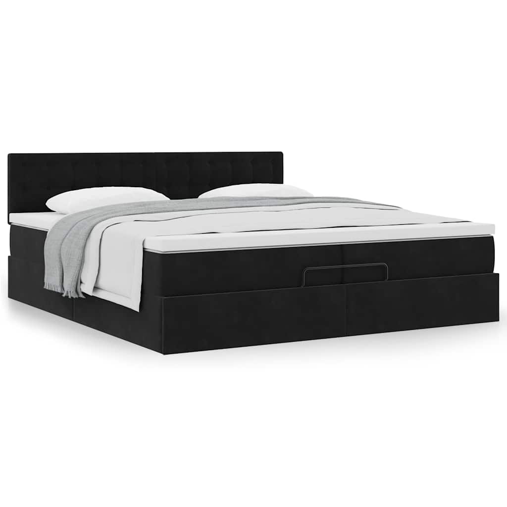 Ottoman bed met matras 200x200 cm fluweel zwart