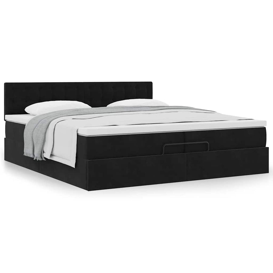 Ottoman bed met matras 200x200 cm fluweel zwart
