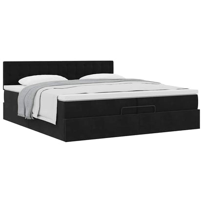 Ottoman bed met matras 200x200 cm fluweel zwart