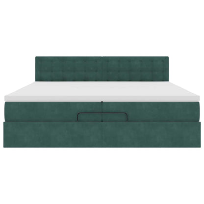 Ottoman Bed Met Matras Fluweel 200 x 200 cm Donkergroen