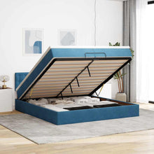 Ottoman Bed Met Matras Fluweel 200 x 200 cm Donkerblauw