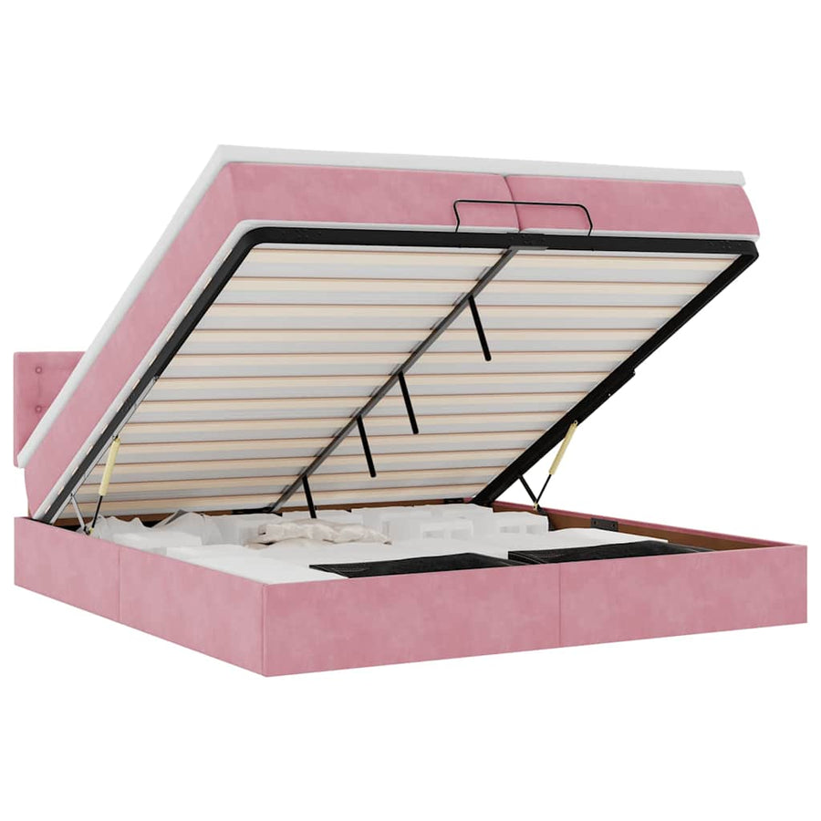 Ottoman bed met matras 200x200 cm fluweel roze