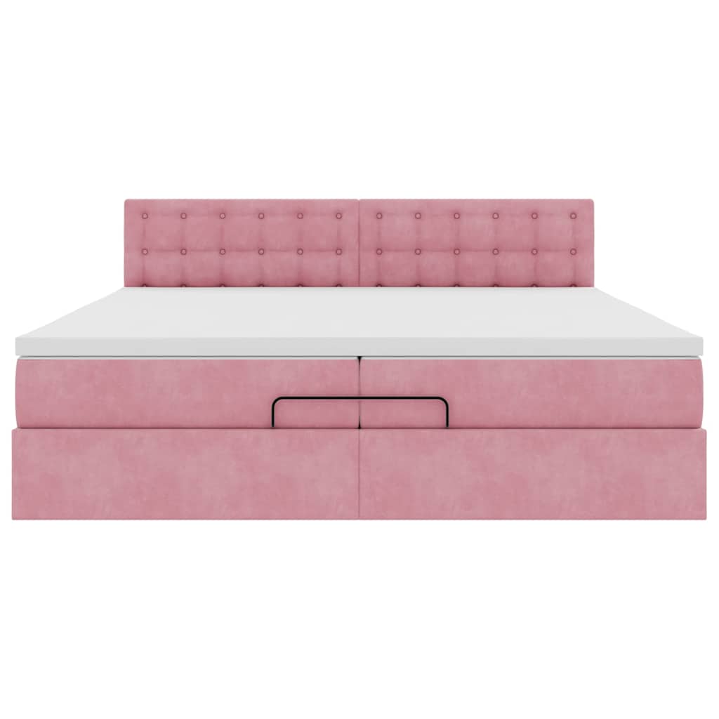 Ottoman bed met matras 200x200 cm fluweel roze