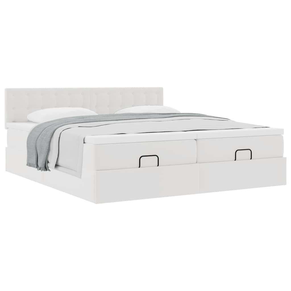 Ottoman bed met matrassen 160x200cm kunstleer wit