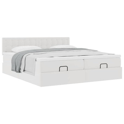 Ottoman bed met matrassen 160x200cm kunstleer wit