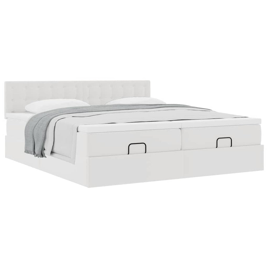 Ottoman bed met matrassen 160x200cm kunstleer wit