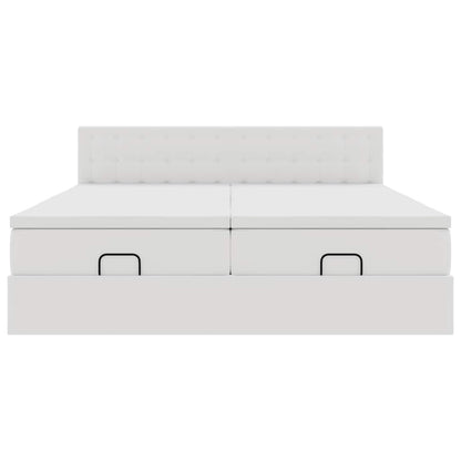 Ottoman bed met matrassen 160x200cm kunstleer wit