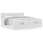 Ottoman storage bed with mattresses 160x200cm faux leather white