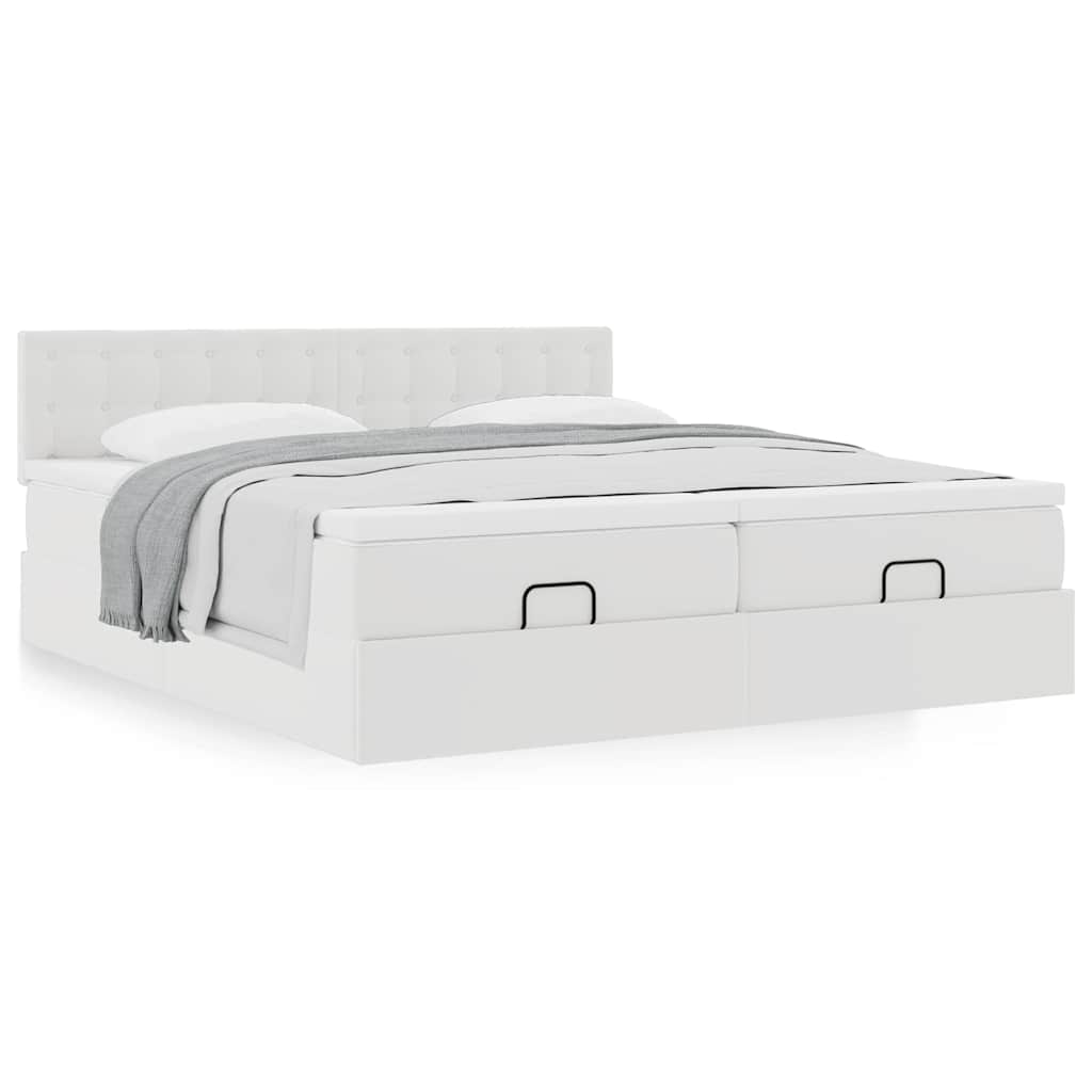 Ottoman bed met matrassen 160x200cm kunstleer wit