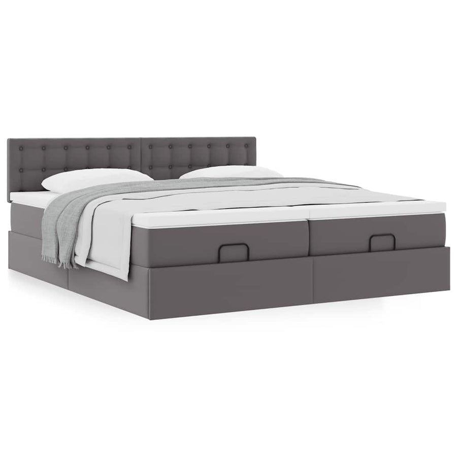 Ottoman bed met matrassen 160x200cm kunstleer grijs
